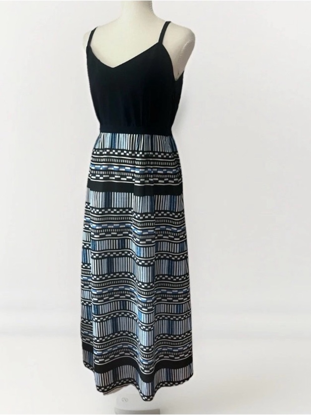 J. Crew Factory Blue Patterned Maxi Dress